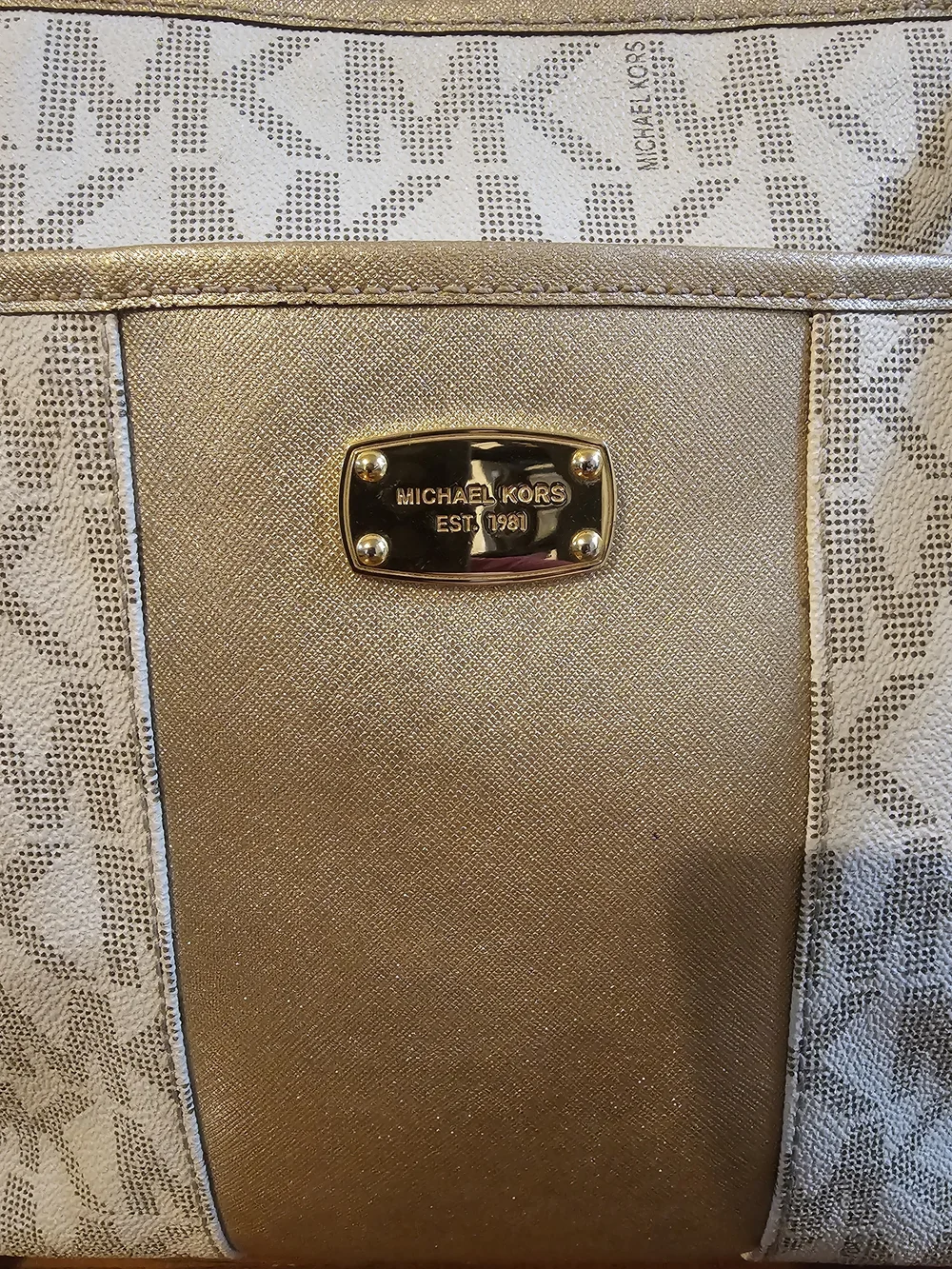 Michael Kors Metallic Ivory Crossbody Bag